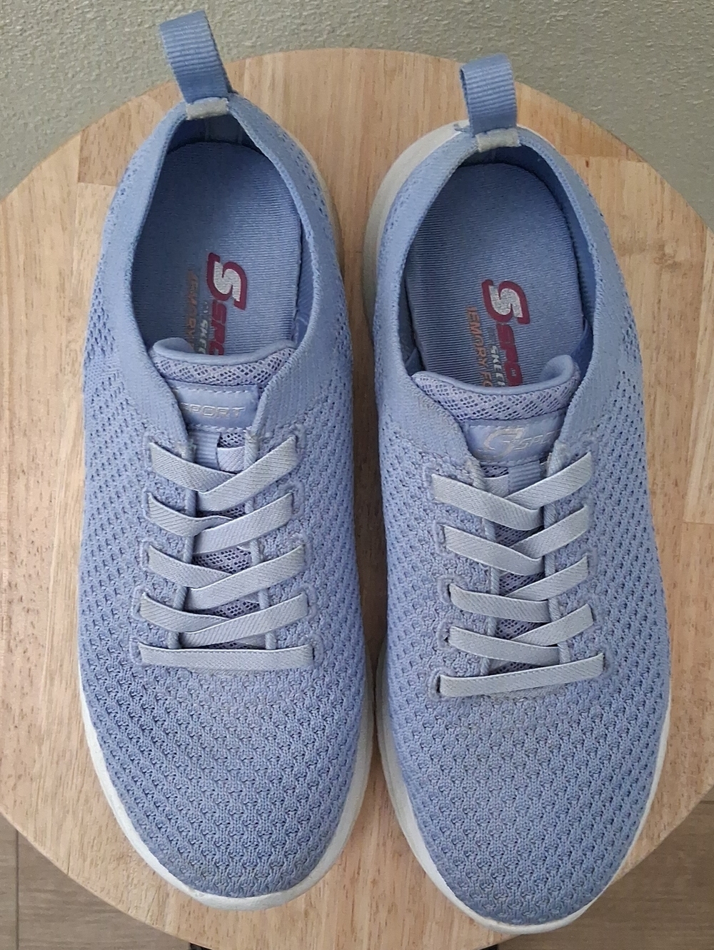 Skechers Women's Light Blue Knit Slip-On Athletic Sneakers